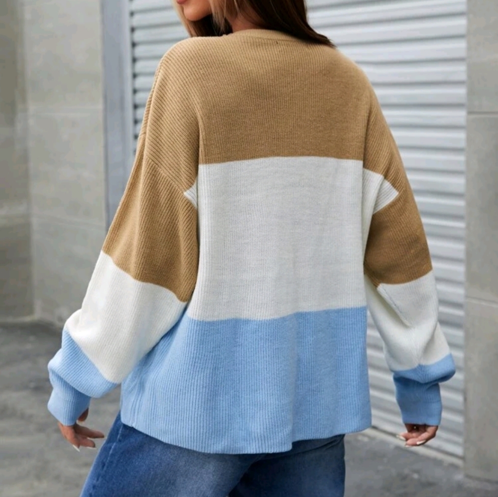 Colorblock Drop Shoulder Sweater - Picture 3 of 4